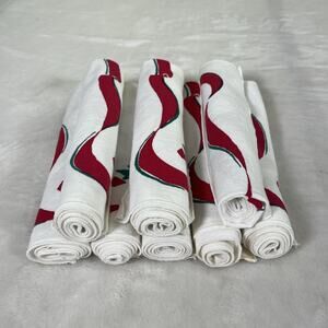 8 Vintage Christmas Napkins Big Bow Christmas Tree Green & Red Benefits Charity